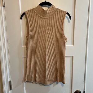 Peter Nygard Metallic Gold Ribbed Knit Top